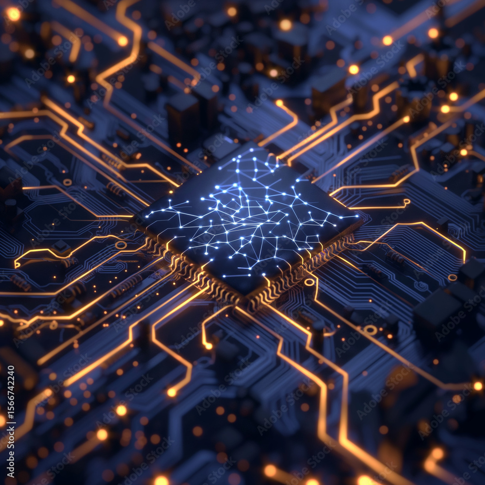 Poster innovative technology action digital circuitry close-up abstract environment futuristic concept for 