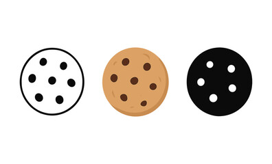 Fototapeta premium Minimalist cookie icons in black, white, and brown on a clean background
