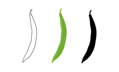 Minimalist chili pepper art in pencil, color, and silhouette styles