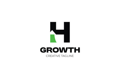 Obraz premium Letter H business logo with letter H and arrow up, growth logo