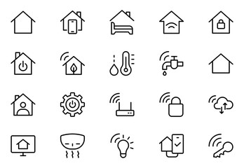 Smart home and sensors line icon set. For website marketing design, logo, app, template, ui, etc. Vector illustration.