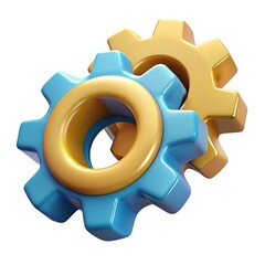Blue and gold interlocking gears machinery mechanical