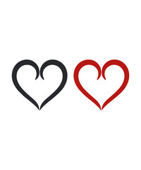 Modern vector illustration of a calligraphic love heart sign element of Valentine's day, love t-shirt design, template for t-shirt, card, invitation, easily editable.