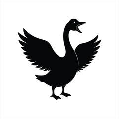 Angry Goose Silhouette Vector Clipart