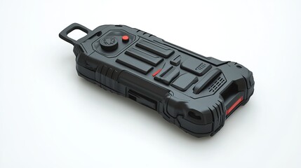 Two-way radio placed on a white background.