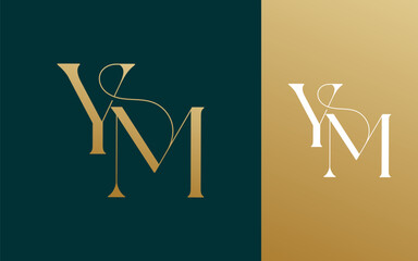 Initial letter YM MY logo design vector illustration for couple, wedding, and business