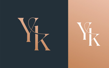 Initial letter YK KY logo design vector illustration for couple, wedding, and business