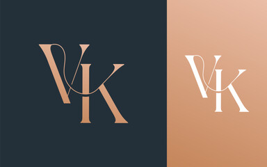 Initial letter VK KV logo design vector illustration for couple, wedding, and business