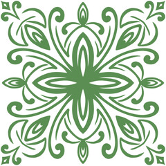 Fototapeta premium Mediterranean seamless floral pattern in green color No. 1