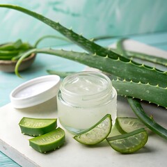 Aloe Vera Gel and Leaves for Skincare