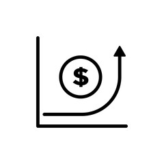 currency rising, dollar rising, icon vector illustration