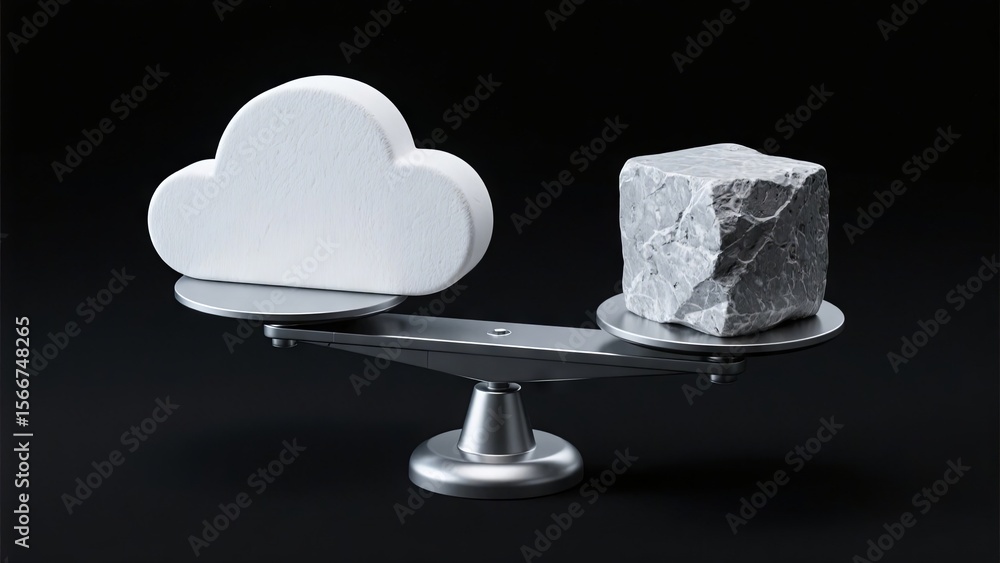 Poster a symbolic comparison displays a white cloud on one side and a grey rock on the other, highlighting 