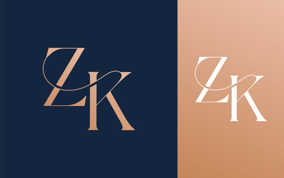 Initial letter ZK KZ logo design vector illustration for couple, wedding, and business