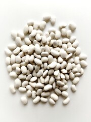Dried white beans on clean white background
