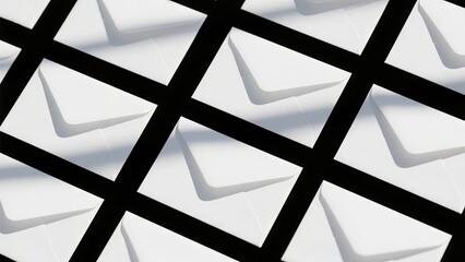 The image showcases a symmetrical arrangement of white shapes, creating a visually intriguing pattern. The clean lines and shadows enhance the minimalist aesthetic in a contemporary environment