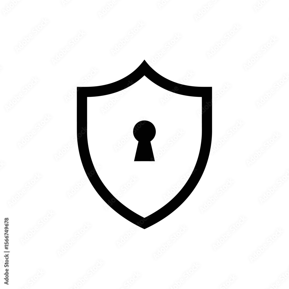 Poster a security shield with keyhole is isolated on white background