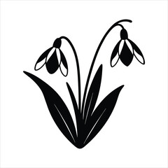 Minimal Snowdrop Silhouette Illustration