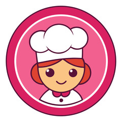 Mom kitchen logo vector illustration. Chef mascot logo.