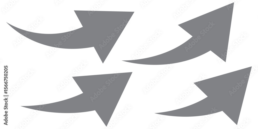 Wall mural long arrows icon. long curved hand drawn arrow isolated background .