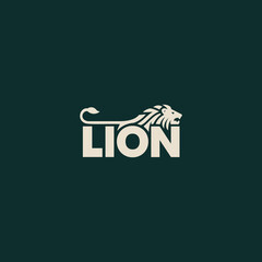 Black and white Lion head vector illustration.