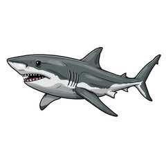 Obraz premium Cartoon shark swimming in ocean with gray and white colors 
