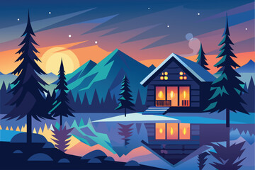 winter landscape with houses