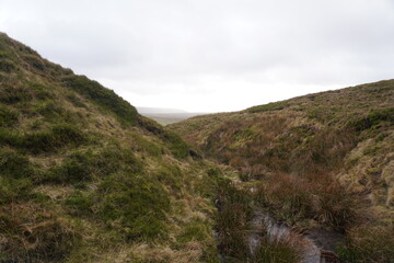 B29 OVEREXPOSED Crash Site, The Peak District, England – June 8 2022: Aerial view of the historic B-29 Superfortress crash site amidst the picturesque landscape.