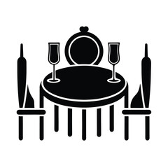 Elegant Dining Table Setting with Wine Glasses silhouette