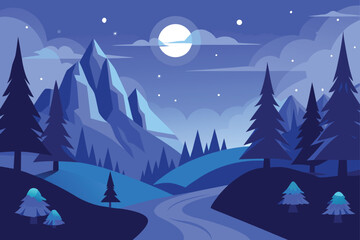 Naklejka premium winter landscape vector illustration
