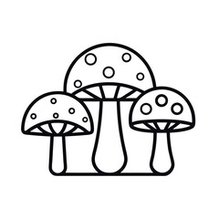 Set of Three Minimalist Mushrooms – Line Art Vector Illustration – Simple Botanical Icons for Nature Graphics, Foraging Themes, Organic Decor, and Woodland or Forest Design Projects