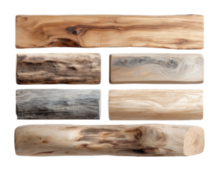 Natural wood logs collection high-quality images neutral top view