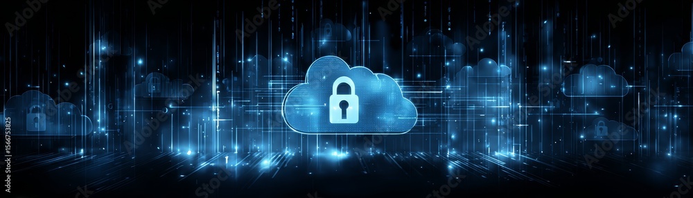 Aufkleber cybersecurity lock with glowing lines, protecting data in the digital age cybersecurity