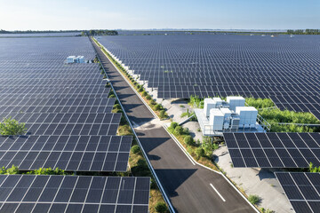 aerial view solar power station
