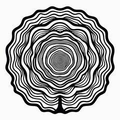 Abstract Tree Rings Pattern – Continuous Line Vector Illustration – Minimal Organic Texture for Nature Graphics, Wood-Inspired Design, Eco Branding, and Botanical or Rustic Projects