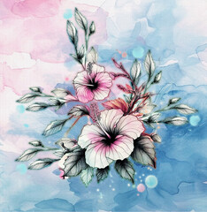 watercolor background with flowers