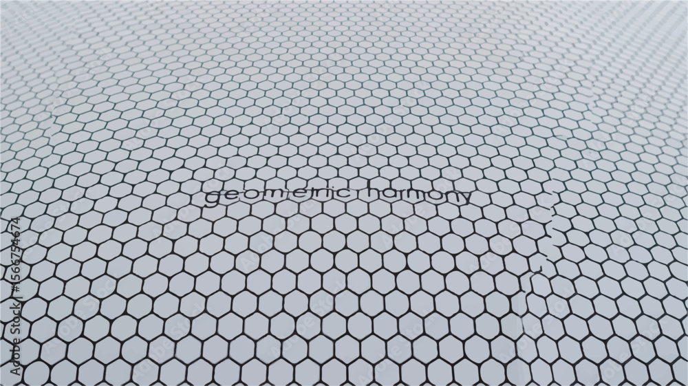 Poster geometric honeycomb pattern with text texture white