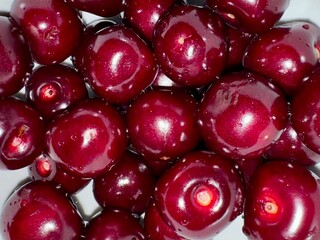 red cherries background