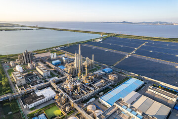 oil refinery with solar power station