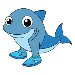 Funny Smiling Shark Wearing Shoes