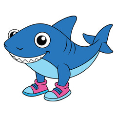 Funny Smiling Shark Wearing Shoes