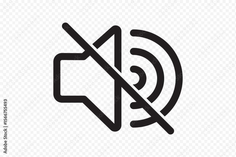 Poster speaker with mute symbol icon . mute sound icon - no volume sign - speaker with slash symbol isolate