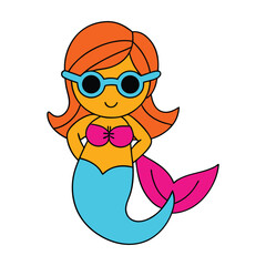 Cute cartoon mermaid vector illustration
