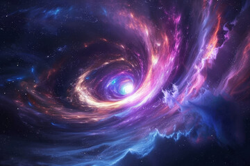 Obraz premium A spiral galaxy with a bright star in the center