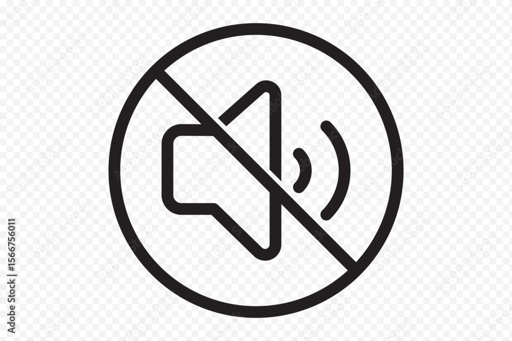 Poster speaker with mute symbol icon . mute sound icon - no volume sign - speaker with slash symbol isolate