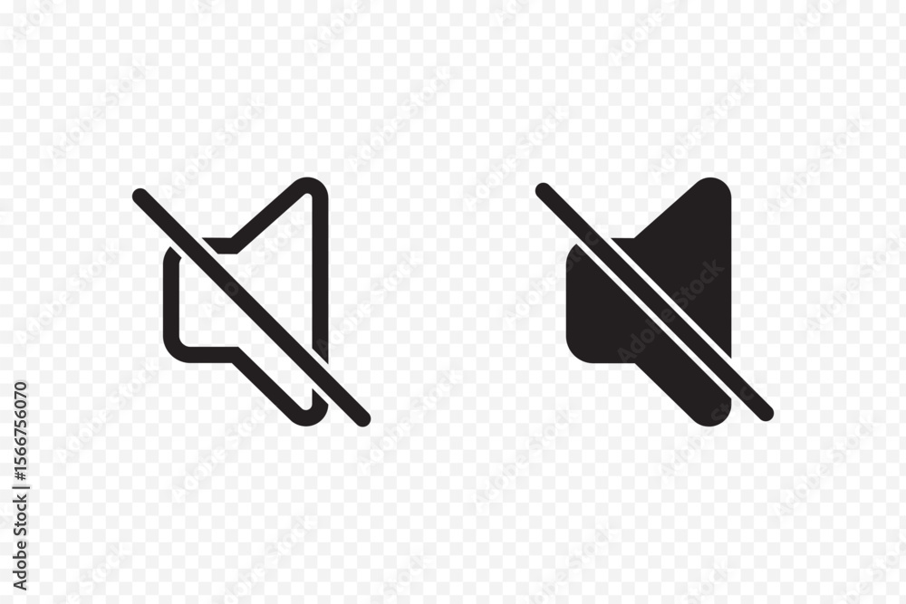 Poster speaker with mute symbol icon . mute sound icon - no volume sign - speaker with slash symbol isolate