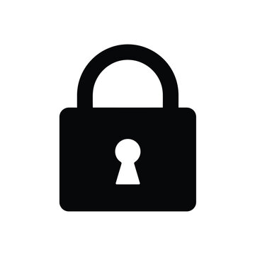 A minimalist black and white icon of a padlock