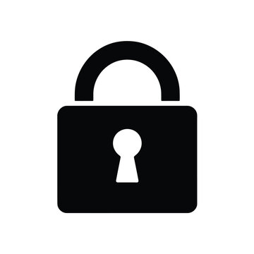 A minimalist black and white icon of a padlock