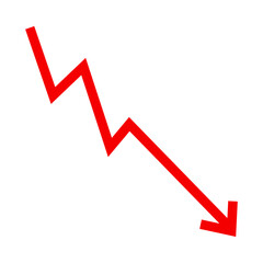 Down fall red arrow graph financial loss concept, Red arrow downward direction, stock market fall, Business loss. Vector illustration.