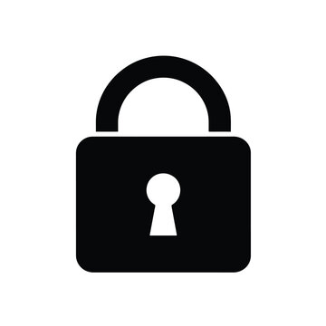 A minimalist black and white icon of a padlock