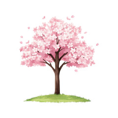 Obraz premium Watercolor icon of a tree with pastel blossoms